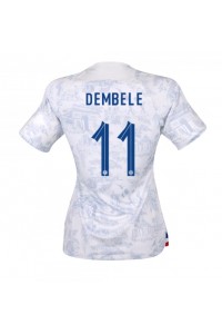 Ranska Ousmane Dembele #11 Jalkapallovaatteet Naisten Vieraspaita MM-kisat 2022 Lyhythihainen